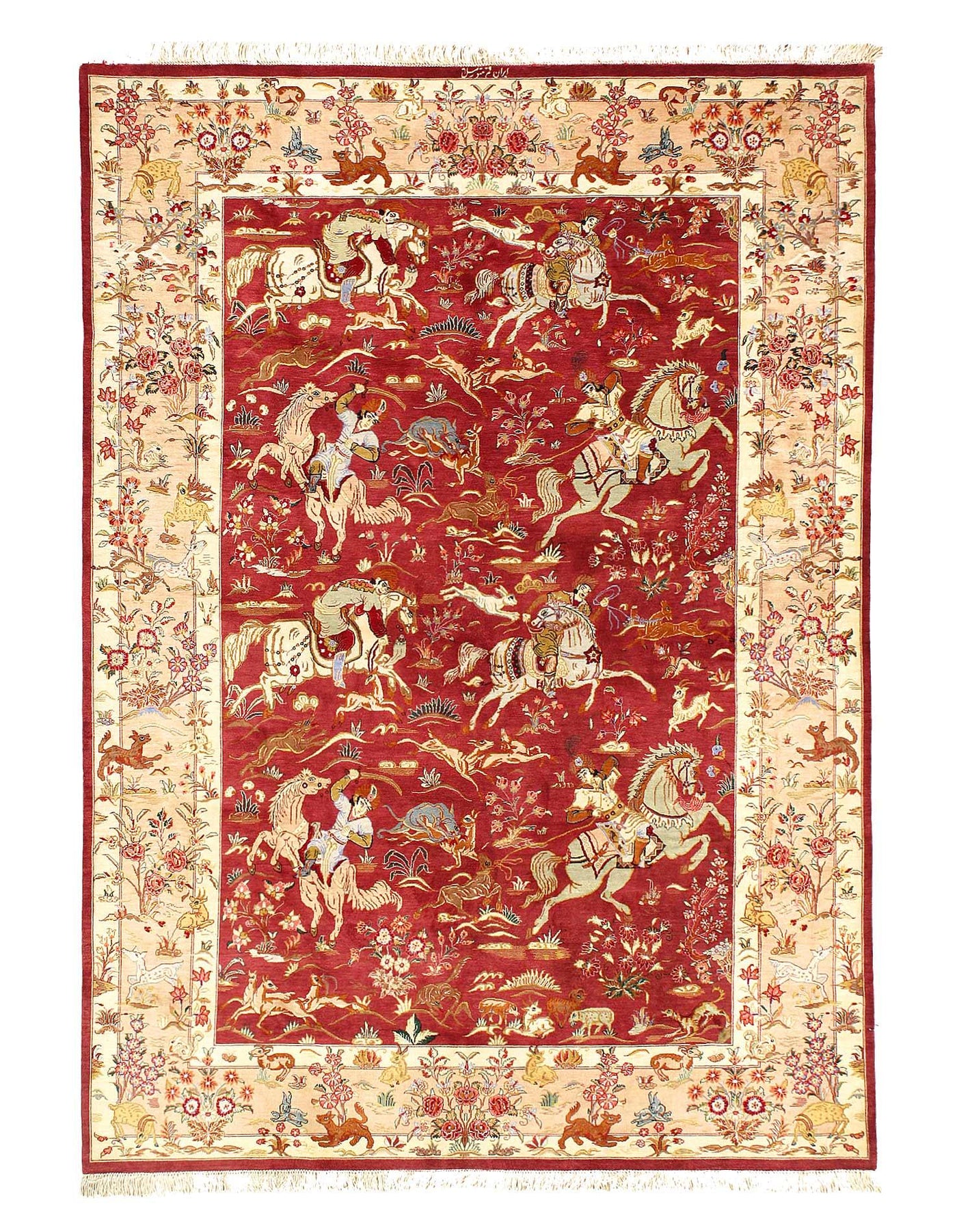 Canvello Fine Hand Knotted Pure silk Persian Qum Rug - 4'6'' X 6'7''