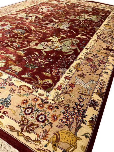 Canvello Fine Hand Knotted Pure silk Silkroad Qum Rug - 4'6'' X 6'7'' - Canvello