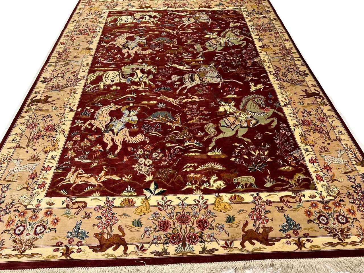 Canvello Fine Hand Knotted Pure silk Silkroad Qum Rug - 4'6'' X 6'7'' - Canvello