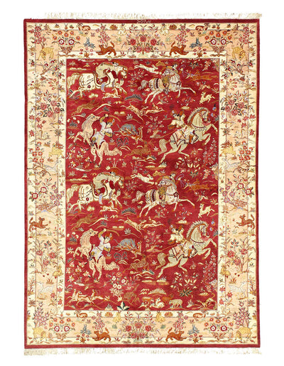 Canvello Fine Hand Knotted Pure silk Silkroad Qum Rug - 4'6'' X 6'7'' - Canvello