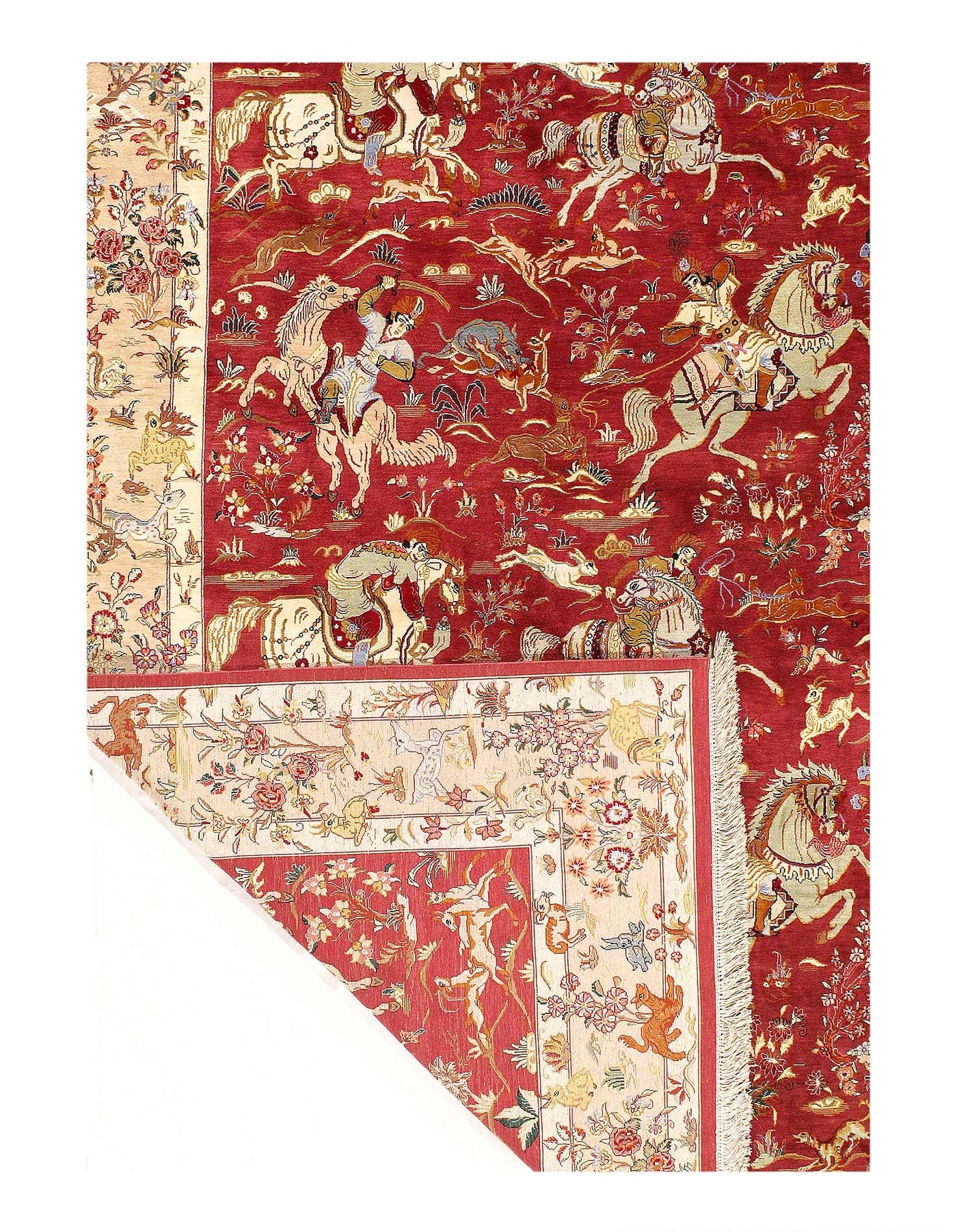 Canvello Fine Hand Knotted Pure silk Silkroad Qum Rug - 4'6'' X 6'7'' - Canvello