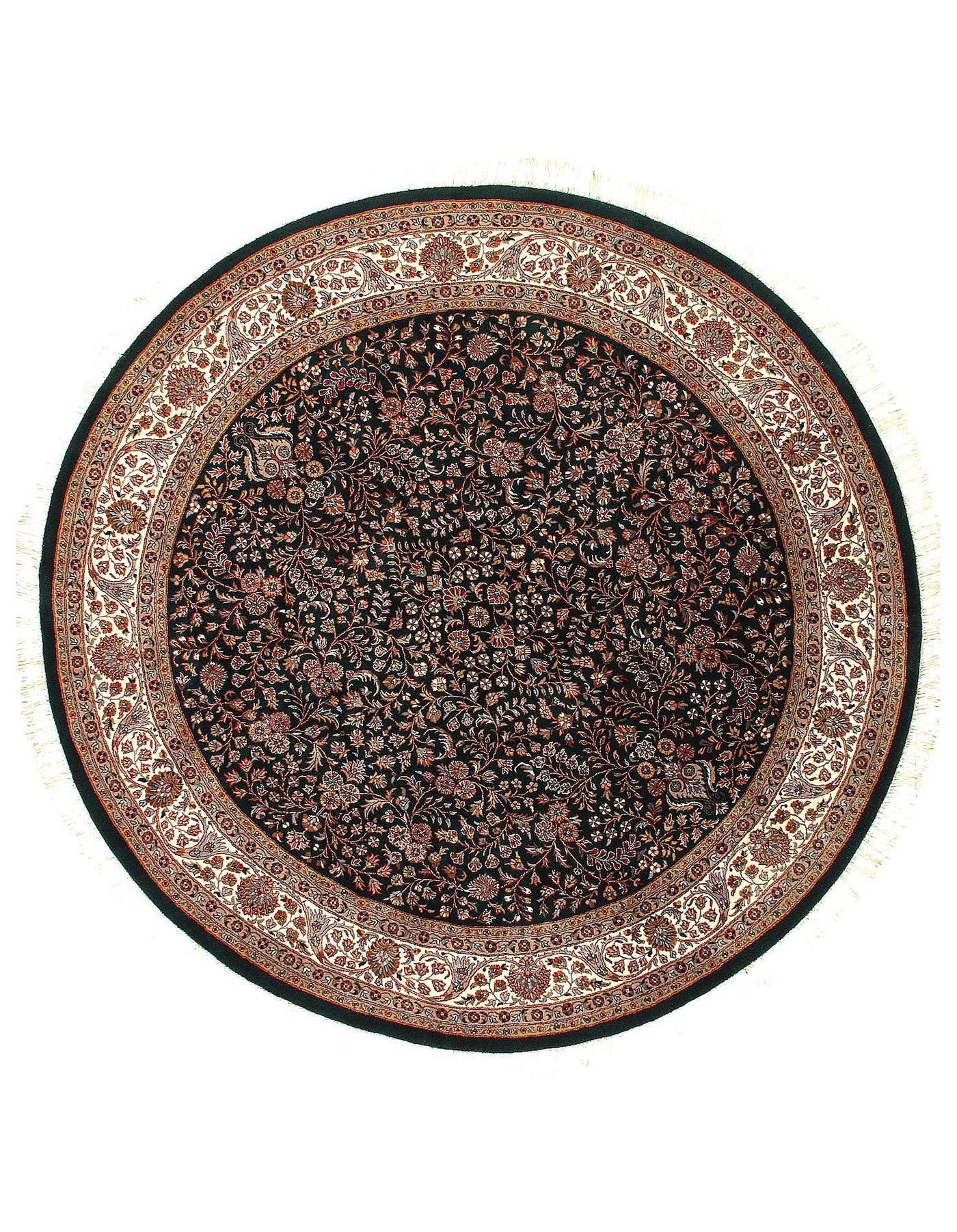 Canvello Fine Hand Knotted round Agra Round Rug - 8'2'' X 8'2''