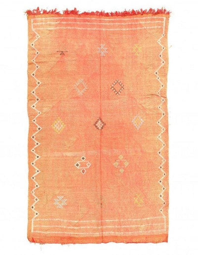 Fine Hand Knotted silk & wool Flat Weave Moroccan 4'5'' X 7'1''