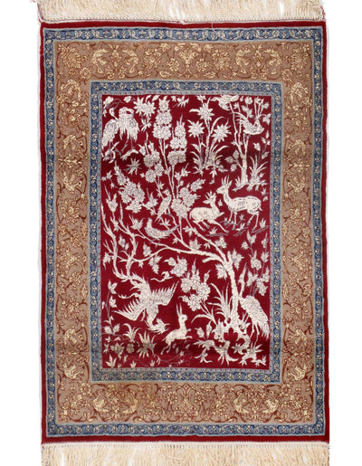 Fine Hand Knotted silk & wool Isfahan 2'6'' X 3'9''