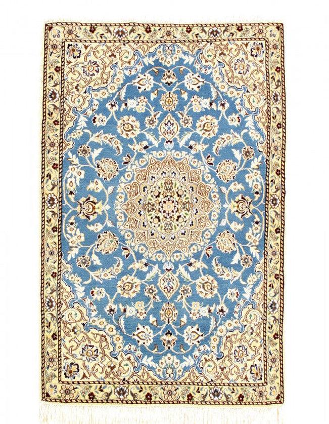 Canvello Fine Hand Knotted silk & wool Nain Rug - 2'11'' x 4'5''