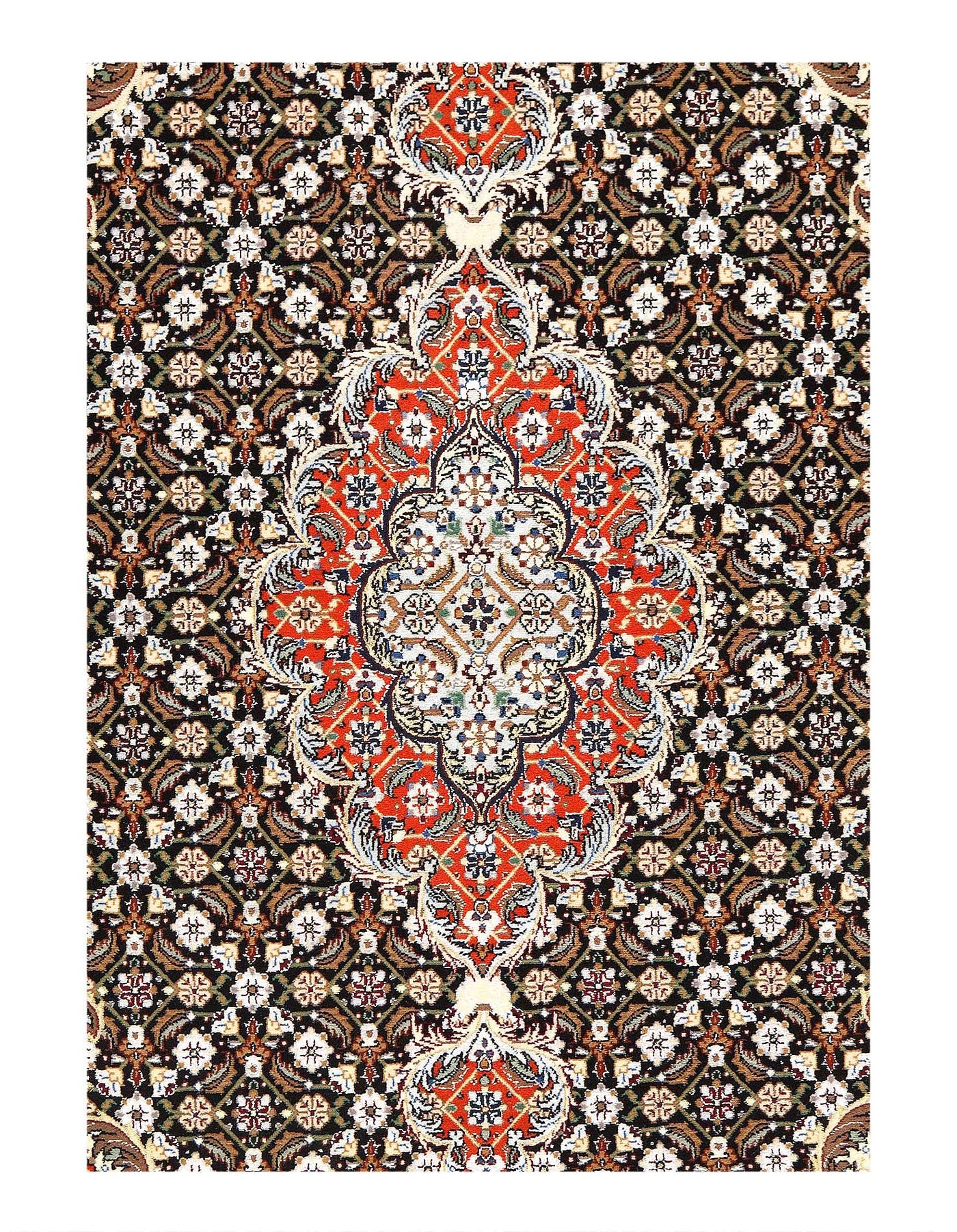 Canvello Fine Hand Knotted Silk & wool Persian Isfahan Rug - 3'4'' X 5'4''