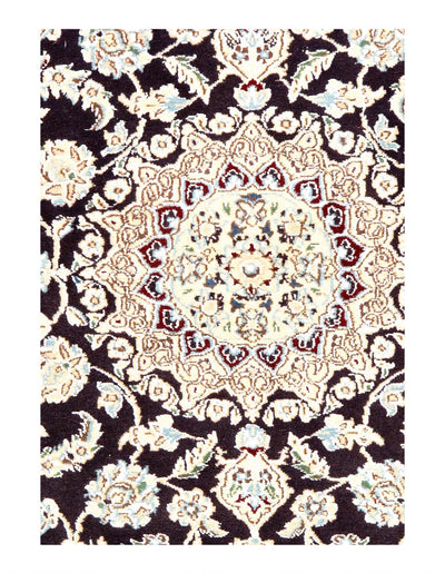 Canvello Fine Hand Knotted Silk & wool Persian Nain Rug - 2'11'' X 4'2''