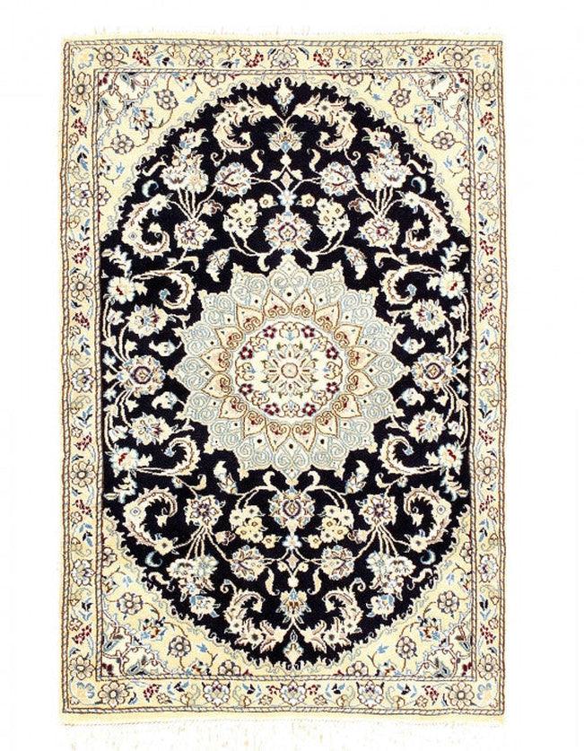 Canvello Fine Hand Knotted Silk & wool Persian Nain Rug - 2'11'' X 4'6''