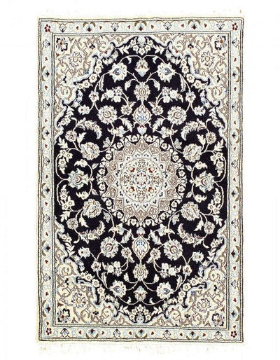 Canvello Fine Hand Knotted Silk & wool Persian Nain Rug - 2'11'' X 4'8''