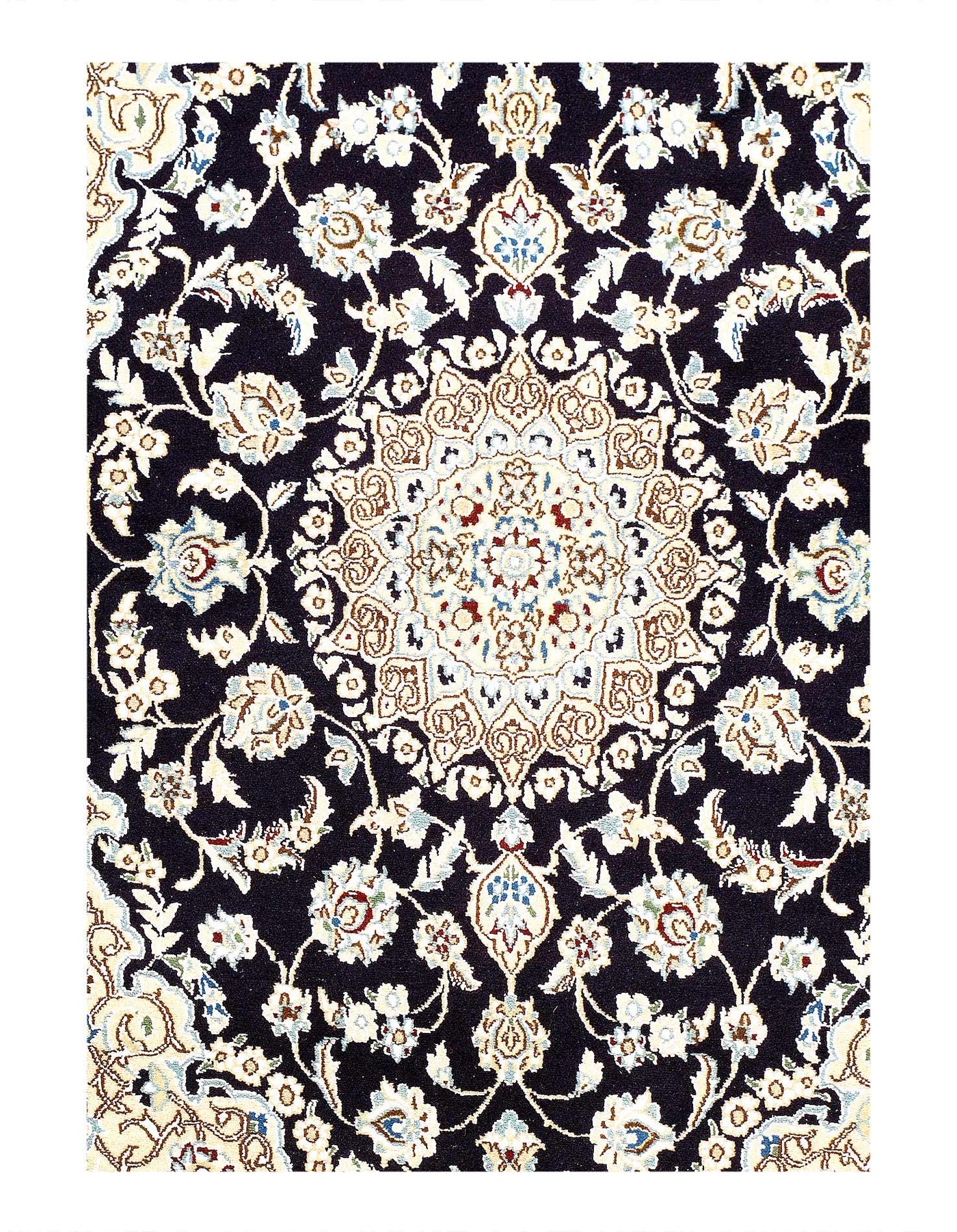 Canvello Fine Hand Knotted Silk & wool Persian Nain Rug - 2'11'' X 4'8''