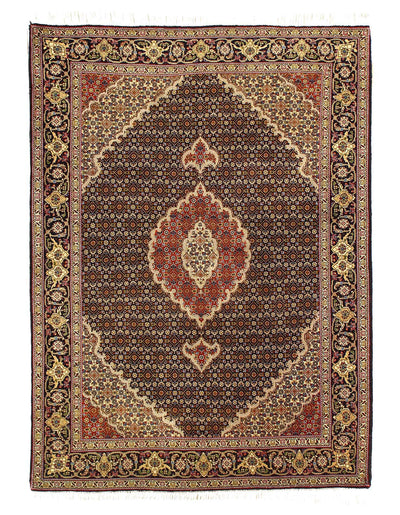 Canvello Fine Hand Knotted Silk & wool Persian Tabriz rug - 3'6'' X 4'6''