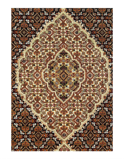 Canvello Fine Hand Knotted Silk & wool Tabriz - 4'9'' X 6'11'' - Canvello