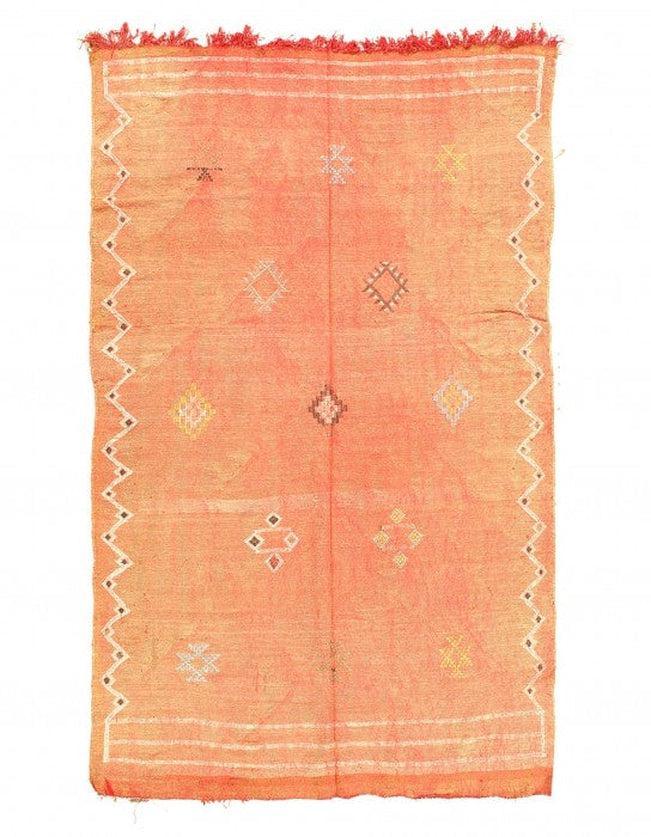 Canvello Fine Hand Knotted silk & wool Flat Weave Moroccan 4'5'' X 7'1'' - Canvello