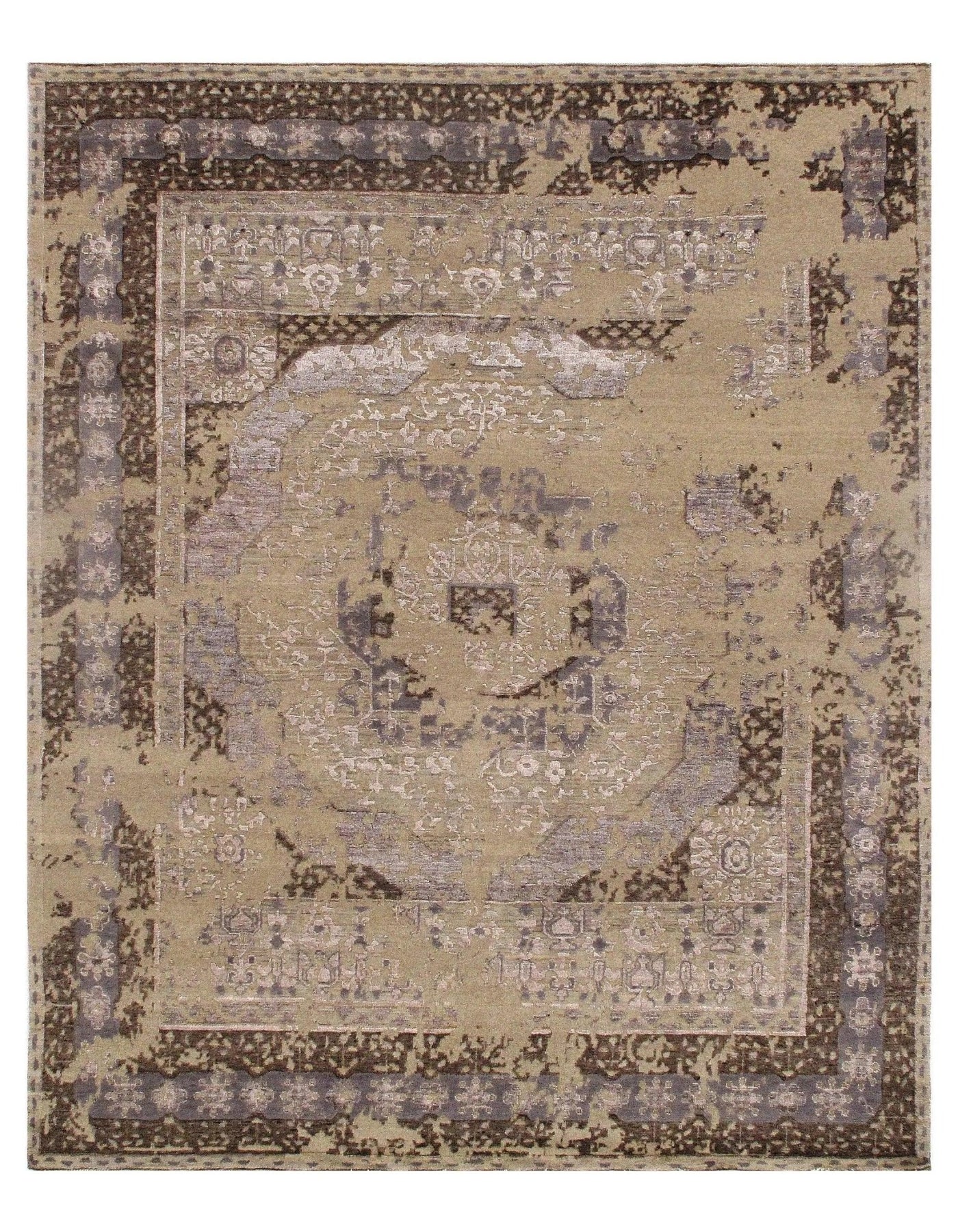 Canvello Fine hand Knotted silk & wool Modern Rug - 8'x10' - Canvello