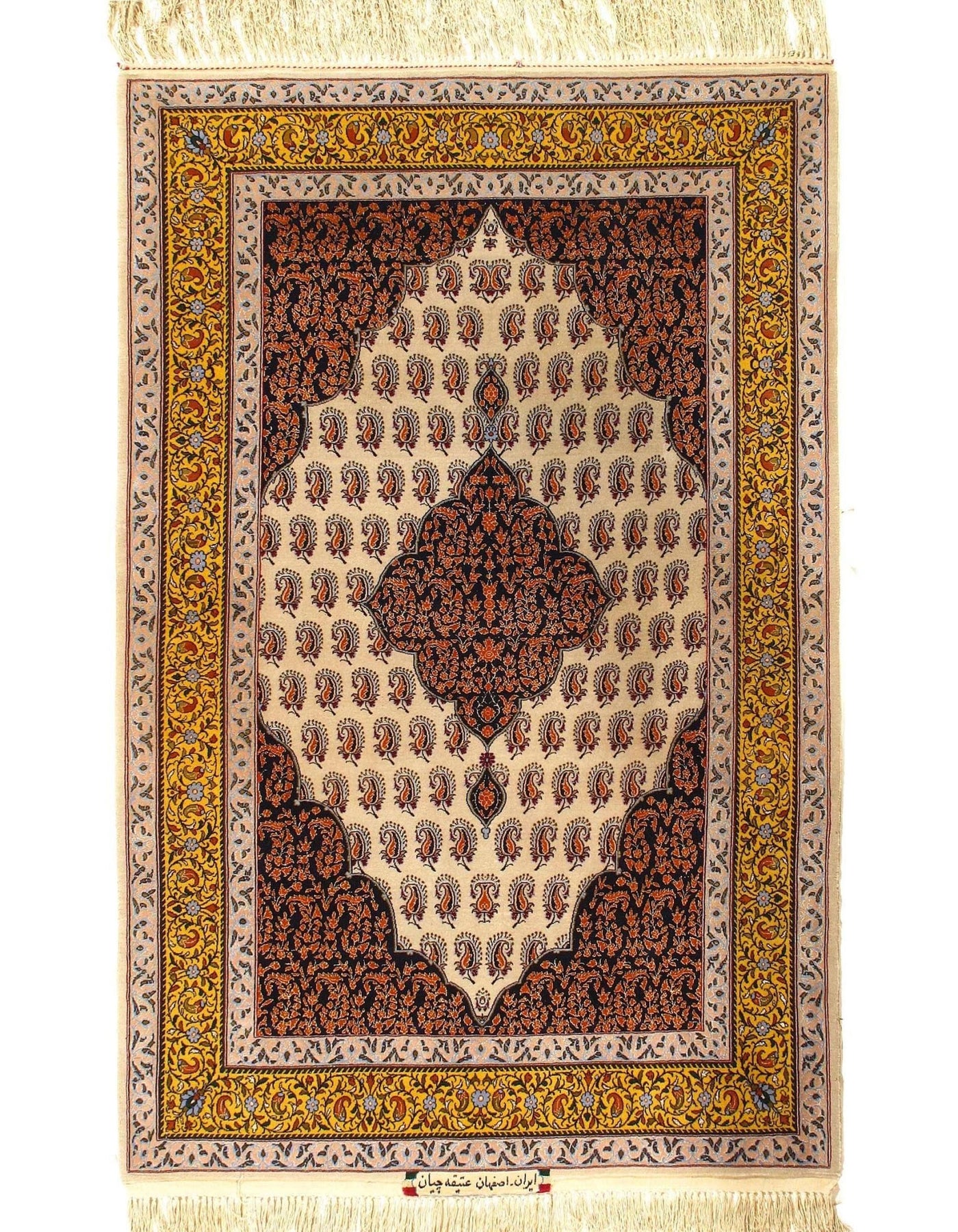 Canvello Fine Hand Knotted Silk & wool Silkroad Isfahan 3'8'' X 5'5'' - Canvello