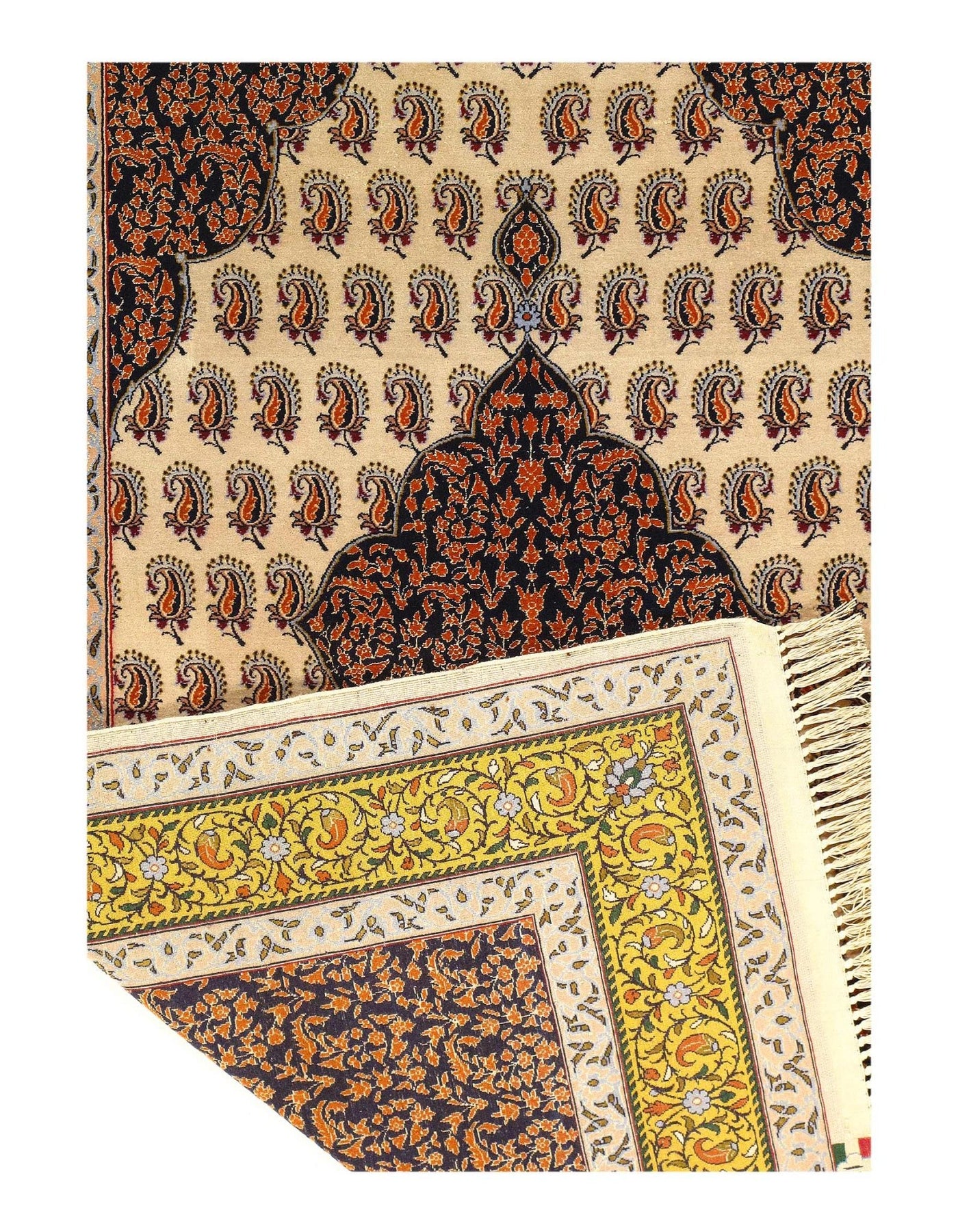 Canvello Fine Hand Knotted Silk & wool Silkroad Isfahan 3'8'' X 5'5'' - Canvello