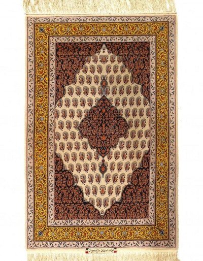 Canvello Fine Hand Knotted Silk & wool Silkroad Isfahan Rug - 3'8'' X 5'5'' - Canvello