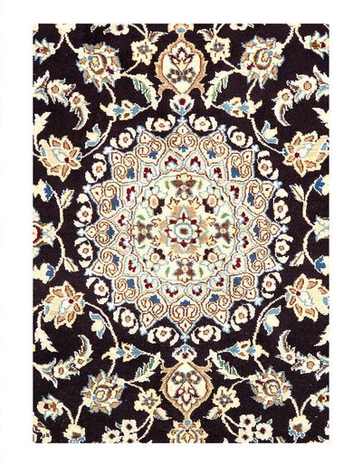 Canvello Fine Hand Knotted Silk & wool Silkroad Nain Rug - 2'11'' X 4'6'' - Canvello