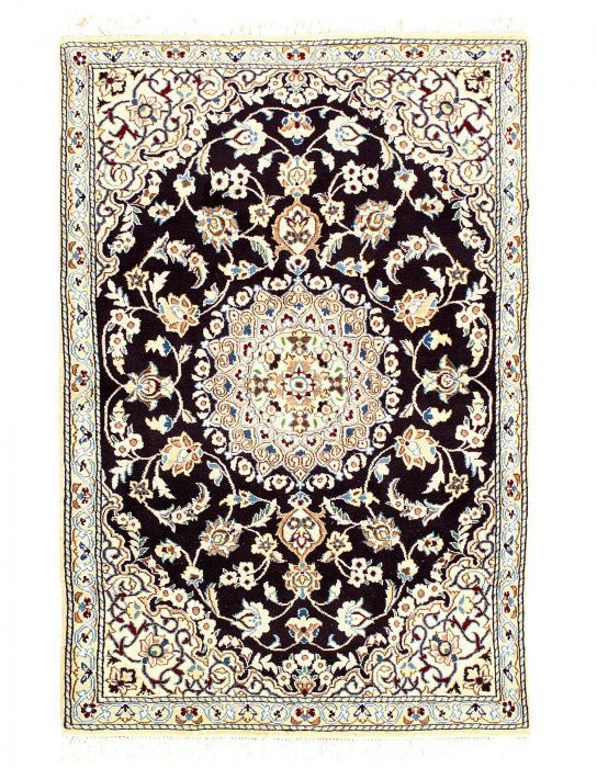 Canvello Fine Hand Knotted Silk & wool Silkroad Nain Rug - 2'11'' X 4'6'' - Canvello