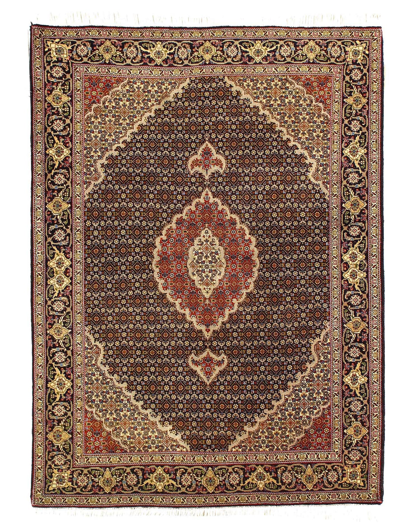 Canvello Fine Hand Knotted Silk & wool Silkroad Tabriz rug - 3'6'' X 4'6'' - Canvello