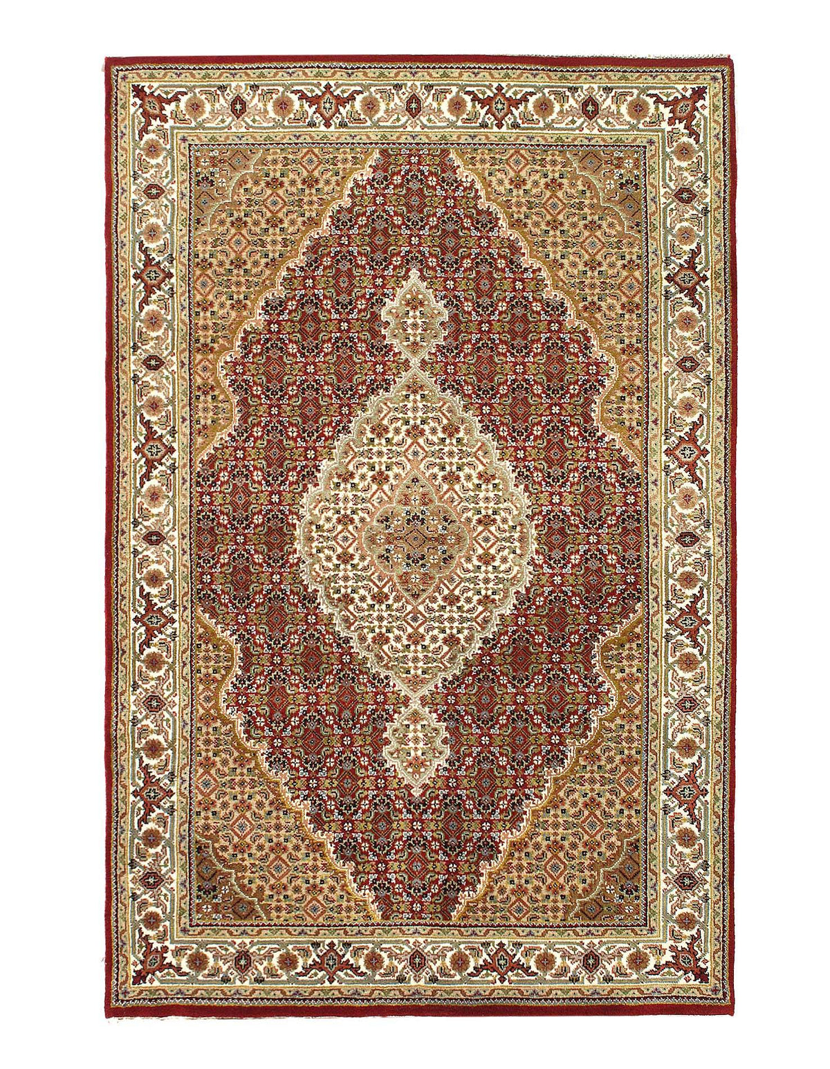 Canvello Fine Hand Knotted Silk & wool Tabriz design Rug - 4'2'' X 6'2''