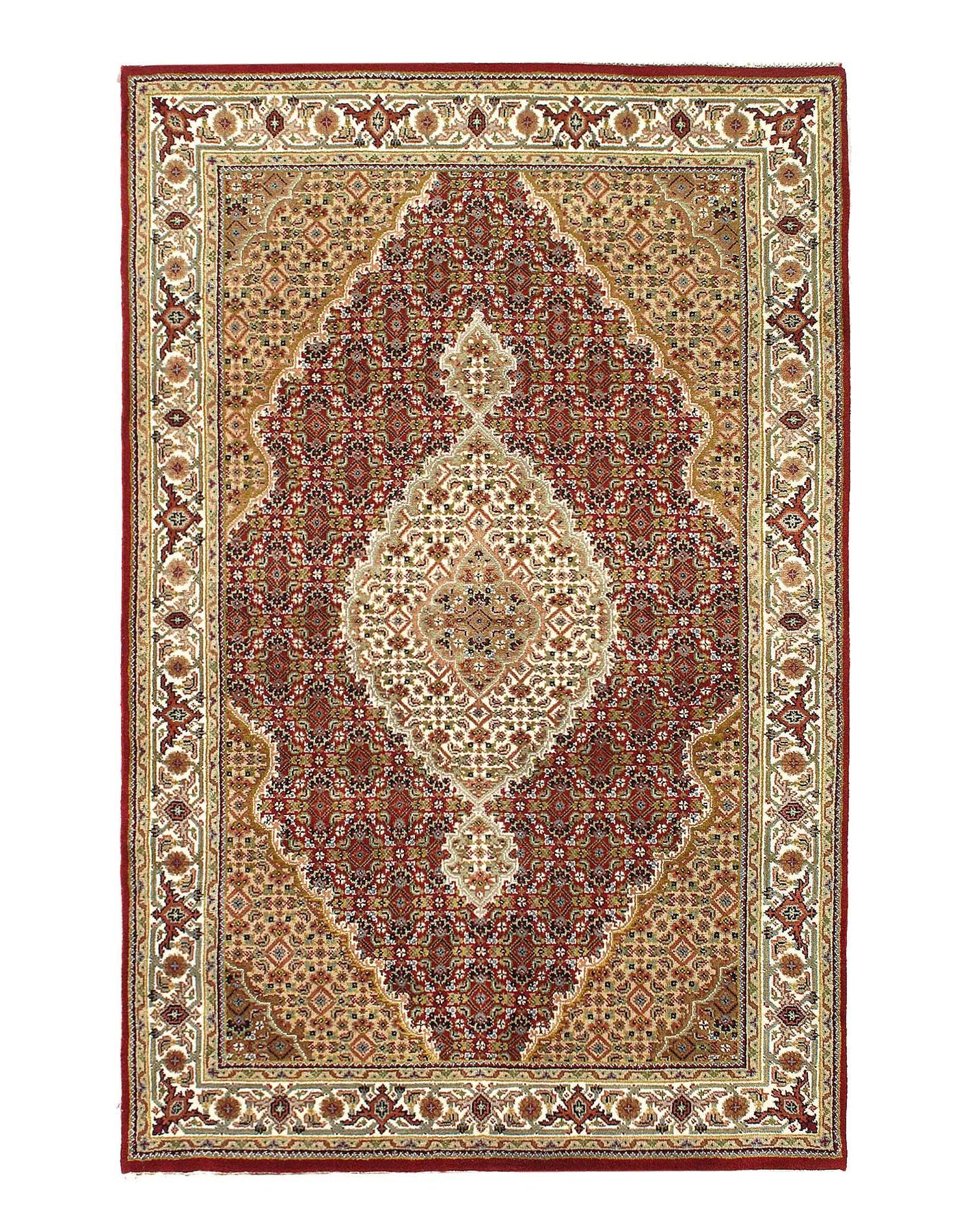 Canvello Fine Hand Knotted Silk & wool Tabriz design Rug - 4'2'' X 6'2'' - Canvello