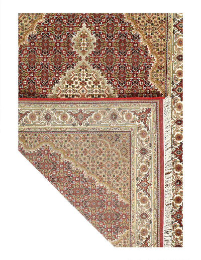 Canvello Fine Hand Knotted Silk & wool Tabriz design Rug - 4'2'' X 6'2'' - Canvello