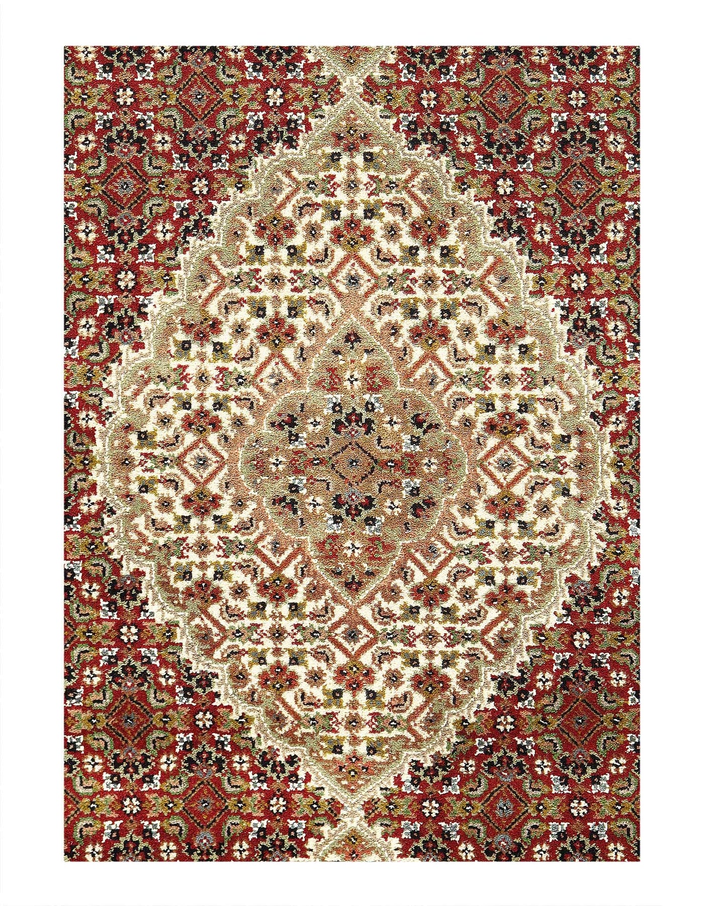 Canvello Fine Hand Knotted Silk & wool Tabriz design Rug - 4'2'' X 6'2'' - Canvello