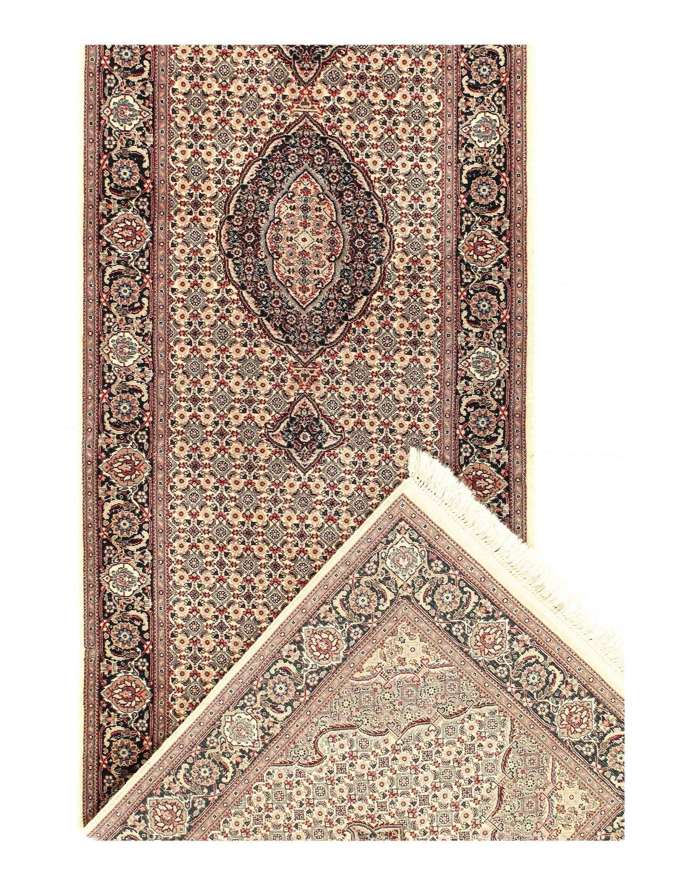 Canvello Fine Hand Knotted silk & wool Tabriz runner 2'7'' X 12'7'' - Canvello