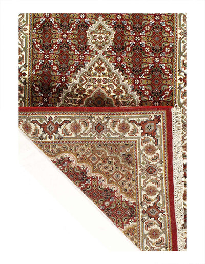 Canvello Fine Hand Knotted Silk & wool Tabriz Runner Rug - 2'7'' X 11'9'' - Canvello