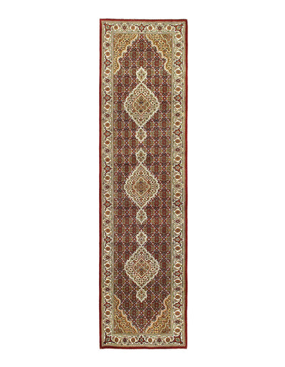 Canvello Fine Hand Knotted Silk & wool Tabriz Runner Rug - 2'8'' X 10'7'' - Canvello