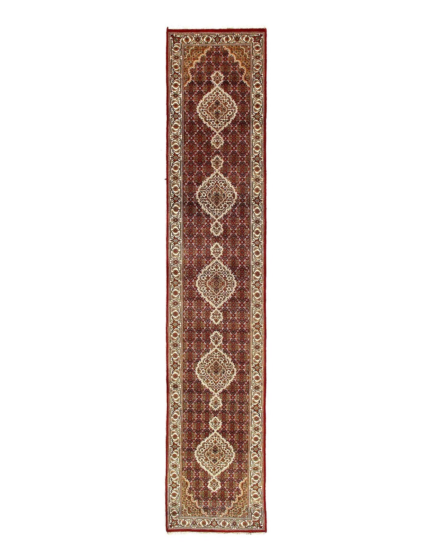 Canvello Fine Hand Knotted Silk & wool Tabriz Runner Rug - 2'8'' X 14' - Canvello