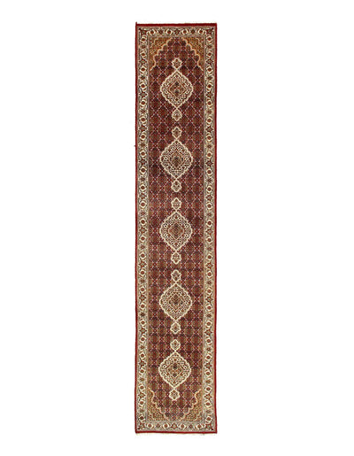 Canvello Fine Hand Knotted Silk & wool Tabriz Runner Rug - 2'8'' X 14' - Canvello