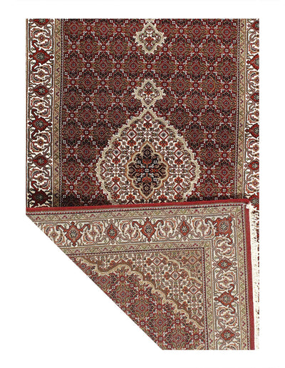 Canvello Fine Hand Knotted Silk & wool Tabriz Runner Rug - 3'9'' X 20' - Canvello