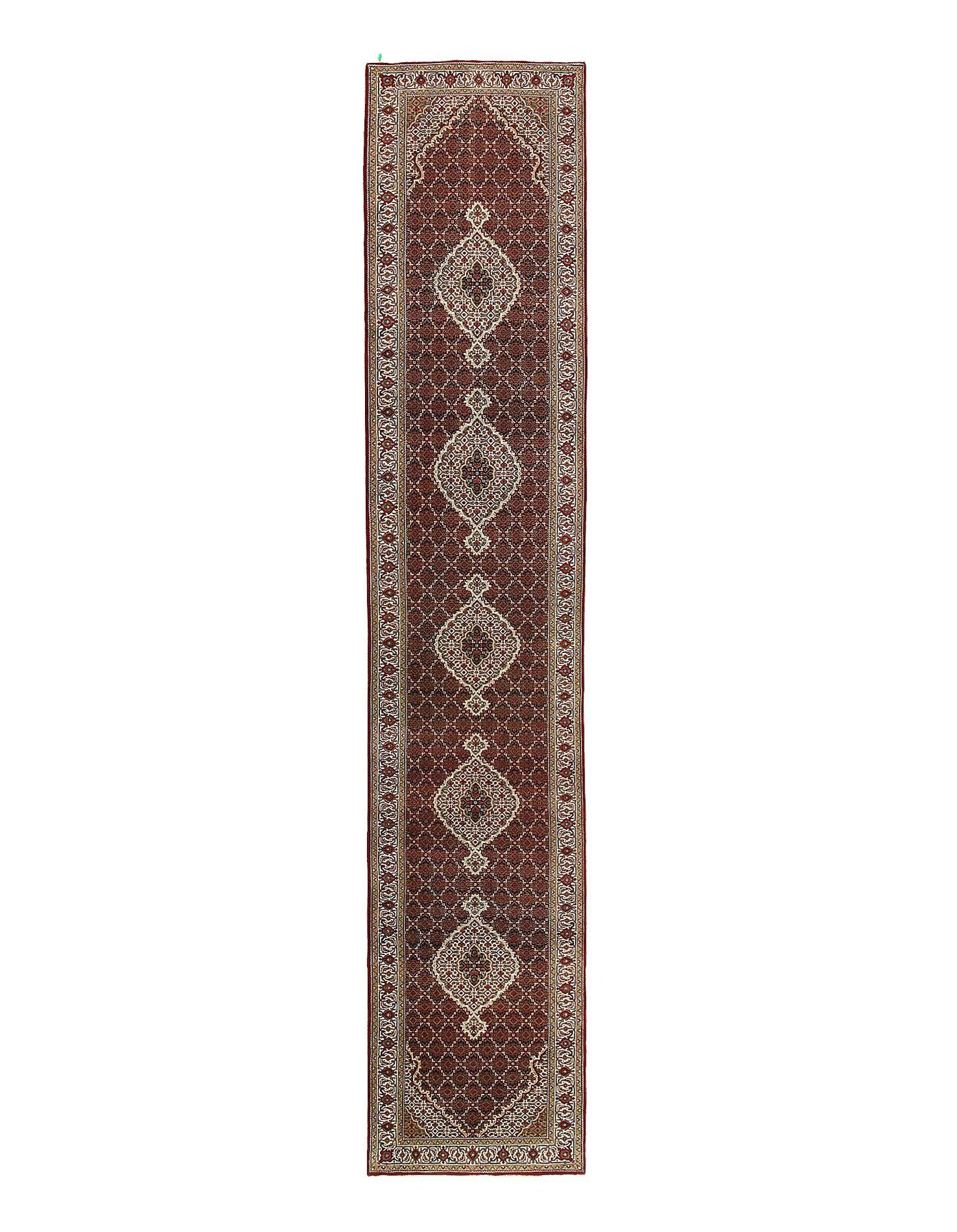 Canvello Fine Hand Knotted Silk & wool Tabriz Runner Rug - 3'9'' X 20' - Canvello