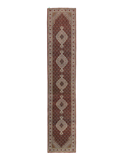 Canvello Fine Hand Knotted Silk & wool Tabriz Runner Rug - 3'9'' X 20' - Canvello