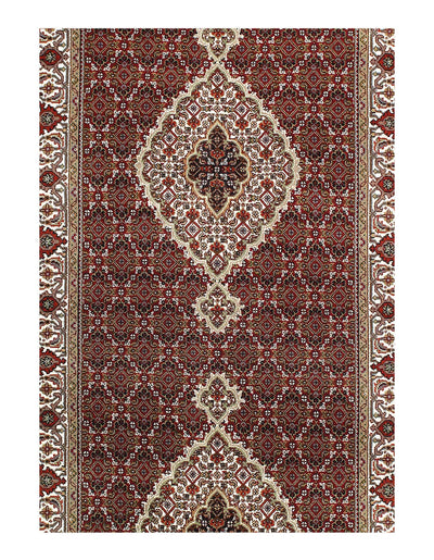 Canvello Fine Hand Knotted Silk & wool Tabriz Runner Rug - 3'9'' X 20' - Canvello