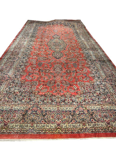 Canvello Fine Hand Knotted Silkroad Antique Sarouk rug - 10'1'' X 20'11'' - Canvello