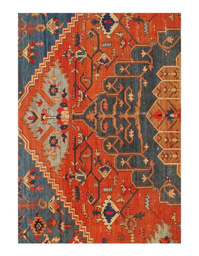 Canvello Fine Hand Knotted Silkroad Antique serapi Rug - 11'5'' X 14'9'' - Canvello
