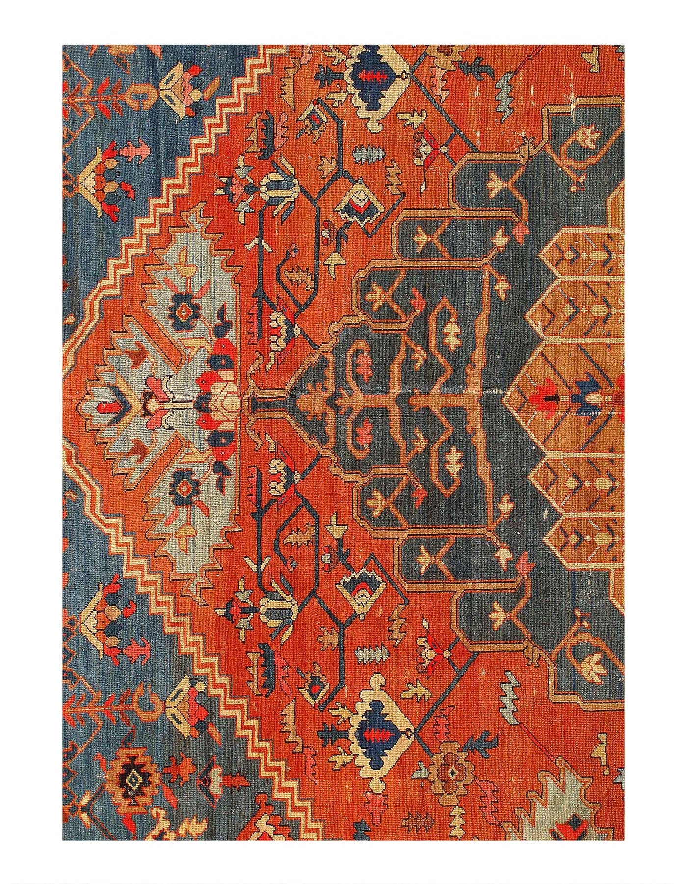 Canvello Fine Hand Knotted Silkroad Antique serapi Rug - 11'5'' X 14'9'' - Canvello