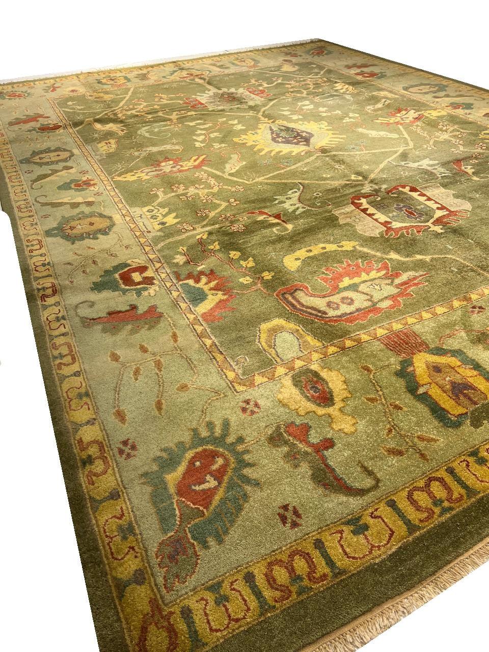 Canvello Fine Hand Knotted Silkroad Design Sultanabad Rug - 10' X 14' - Canvello