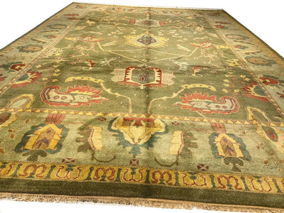 Canvello Fine Hand Knotted Silkroad Design Sultanabad Rug - 10' X 14' - Canvello