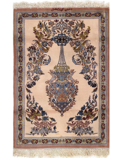 Fine Hand Knotted Persian silk & wool Isfahan 2'3'' X 3'2''