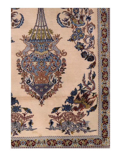 Fine Hand Knotted Persian silk & wool Isfahan 2'3'' X 3'2''