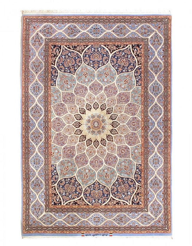 Canvello Fine Hand Knotted Persian Silk & Wool Isfahan Rug - 4'3'' X 6'4''