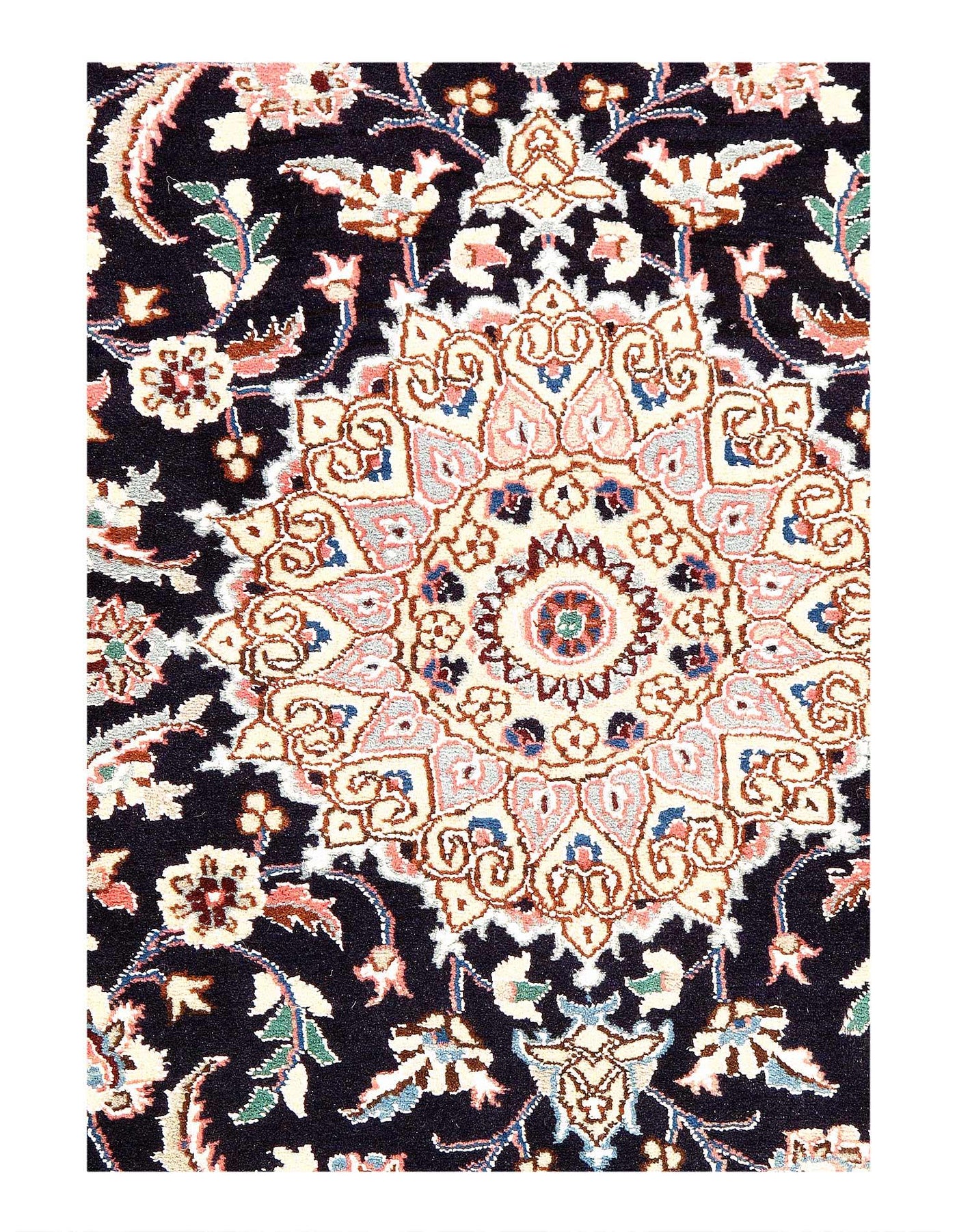 Canvello Fine Hand Knotted Persian Silk & Wool Nain Rug - 2'11'' X 4'1''