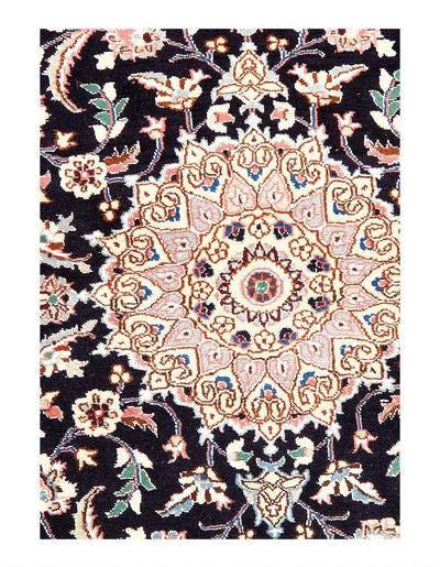 Canvello Fine Hand Knotted Persian Silk & Wool Nain Rug - 2'11'' X 4'1''