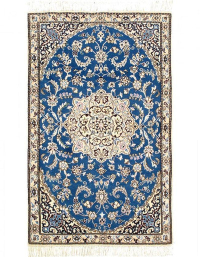 Canvello Fine Hand Knotted Persian Silk & Wool Nain Rug - 2'11'' X 4'11''