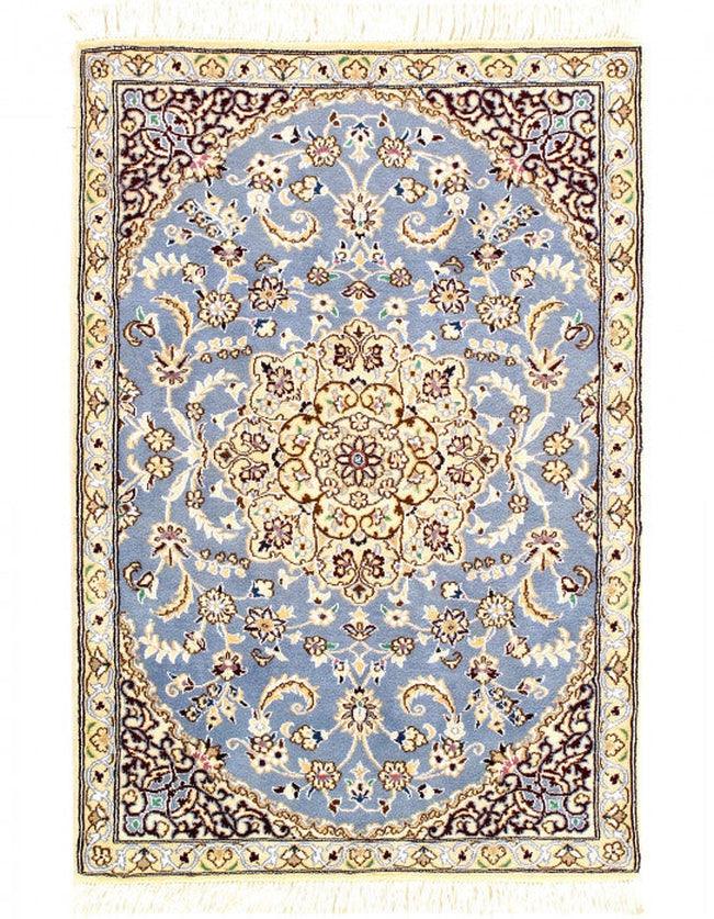 Canvello Fine Hand Knotted Persian Silk & Wool Nain Rug - 2'11'' X 4'2''