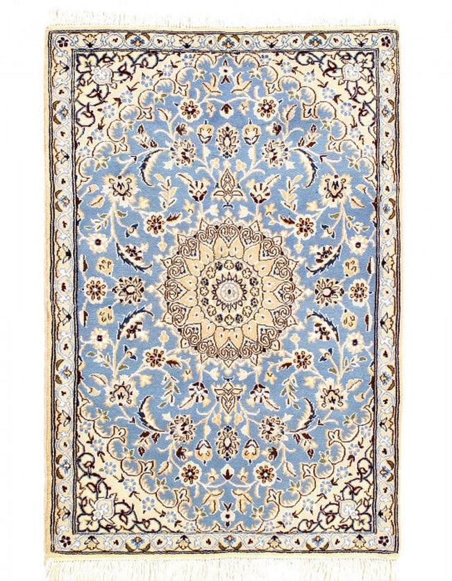 Canvello Fine Hand Knotted Persian Silk & Wool Nain Rug - 2'11'' X 4'3'